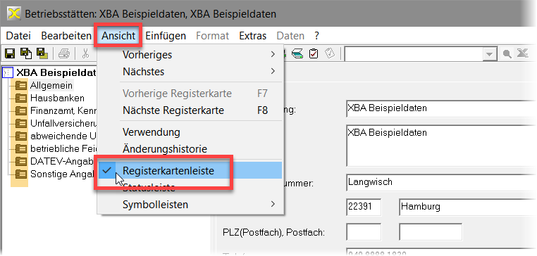 Registerkarten aktivieren über Ansicht > Registerkartenleiste