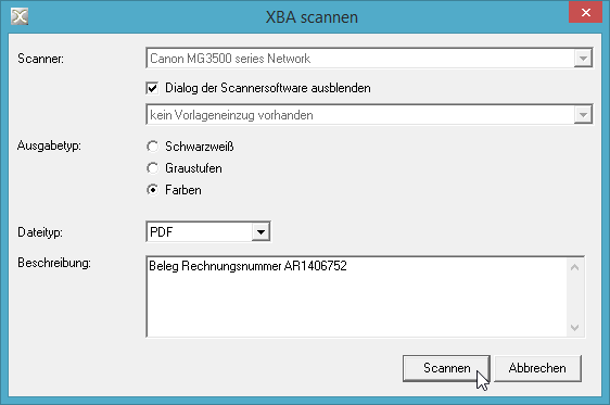 XBA Schnittstelle Scanner