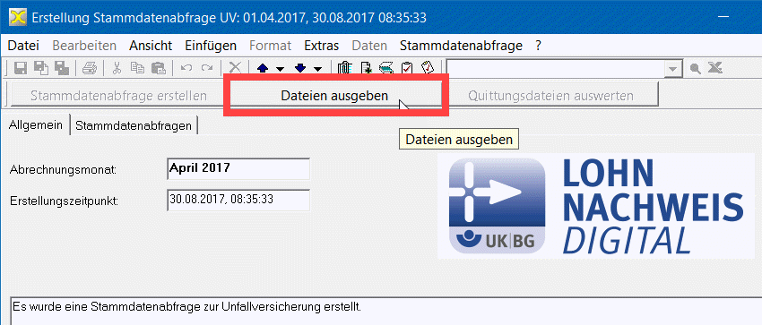 Stammdaten-Dateien ausgeben