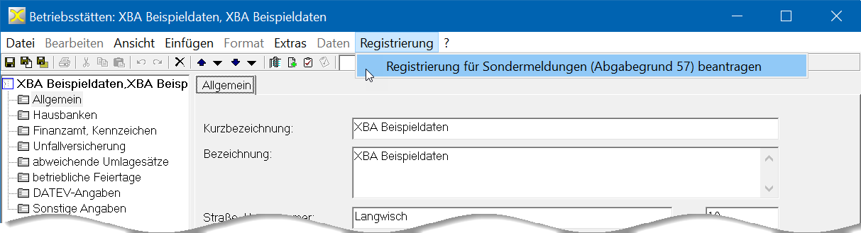 Registrierungsbutton zum rvBEA-Verfahren im XBA Personalwesen