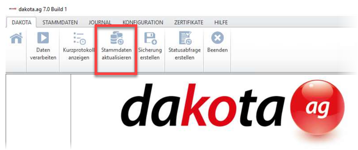 Stammdaten aktualisieren in dakota.ag
